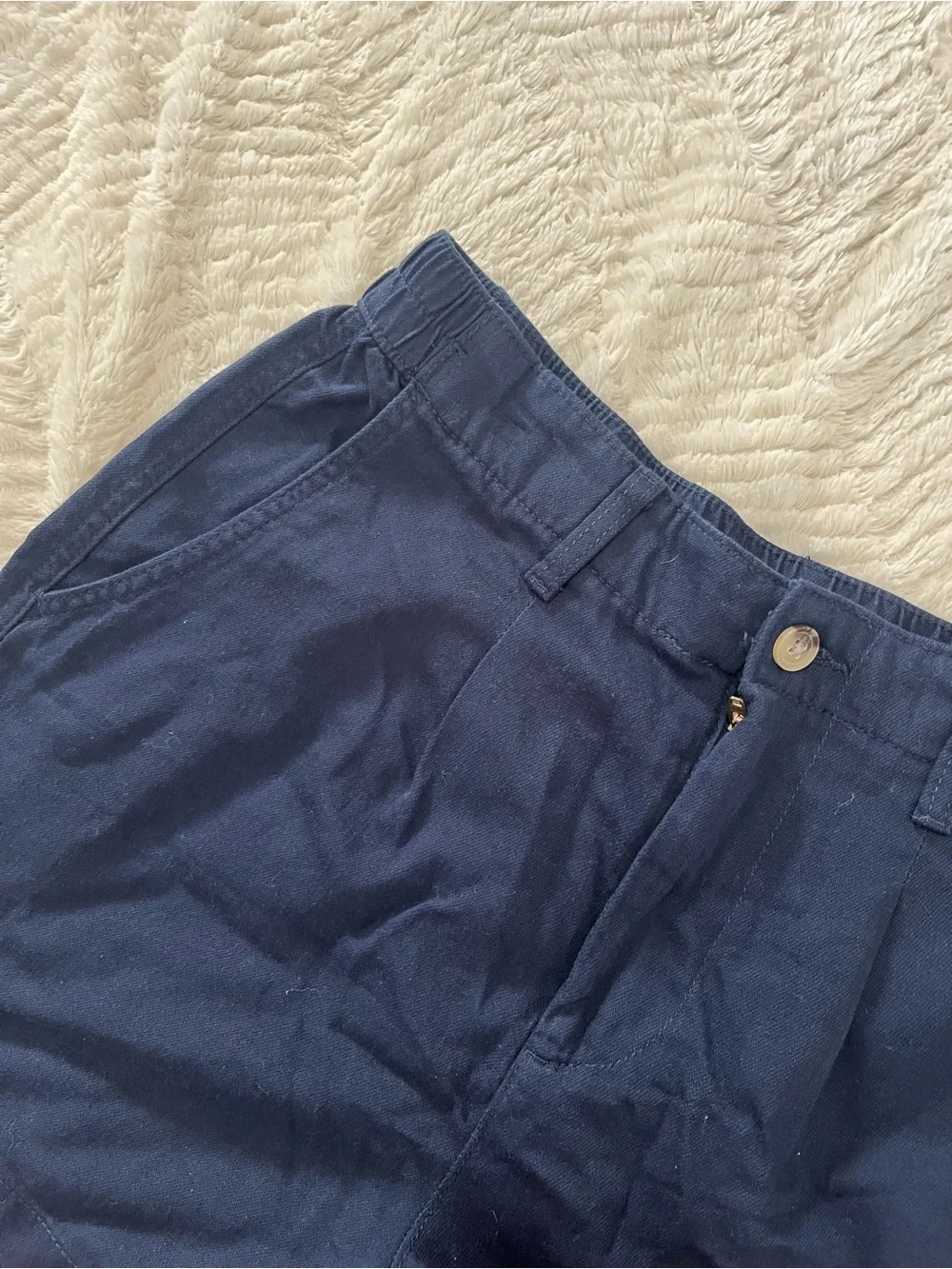 Falls Creek Navy Cotton-Blend High-Rise Shorts